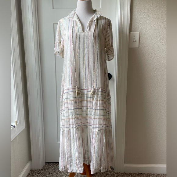 Apiece Apart Striped Metallic Maxi Dress Size 4 - Picture 4 of 14